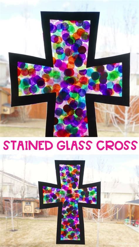 Stained Glass Cross Craft Video Video In 2020 Spring Crafts For