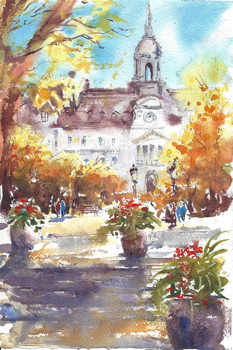 Fall in Montreal. Watercolour. | Watercolor, Watercolor paintings, Painting