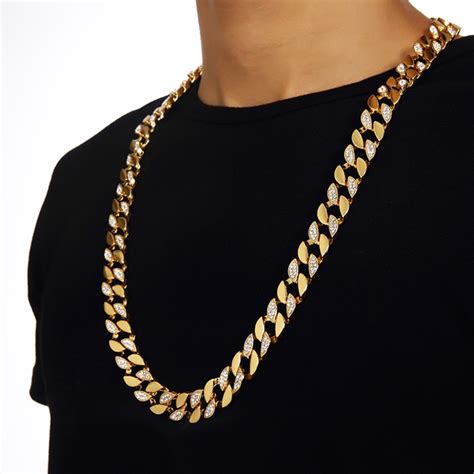 High Quality Hip Hop Style Bling Bling Gold Finish Iced Out Chain Men