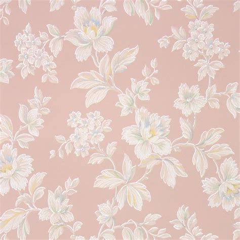 1930s Floral Vintage Wallpaper White Flowers With Pastel