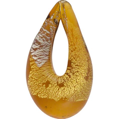 Authentic Murano Glass Lampwork Teardrop Vicenza Topaz Gold And Silver