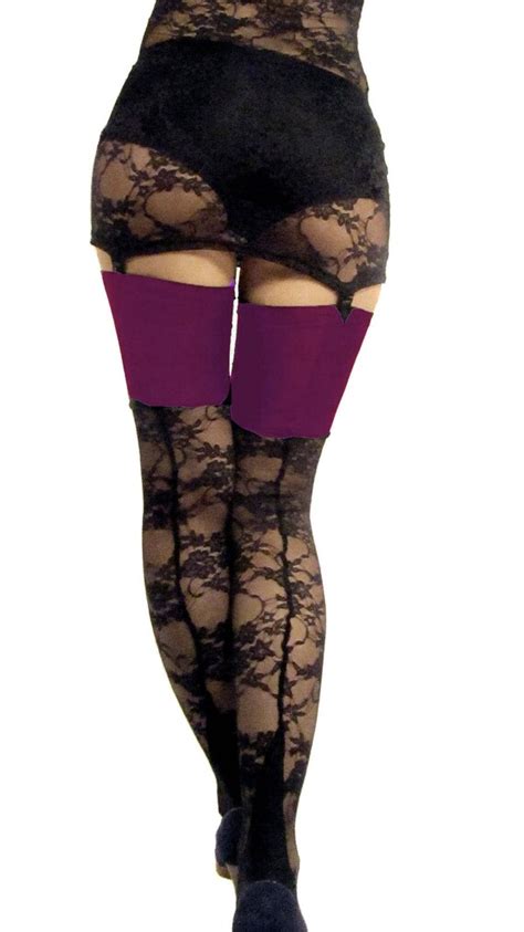 hosiery lace top cuban heel back seamed stocking 5 colours women s stockings and thigh high socks