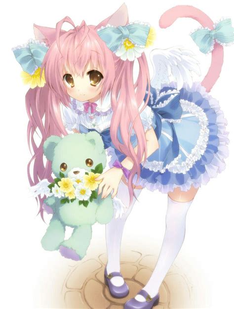 Cute Anime Girl With Teddy Bear Anime Art Pinterest