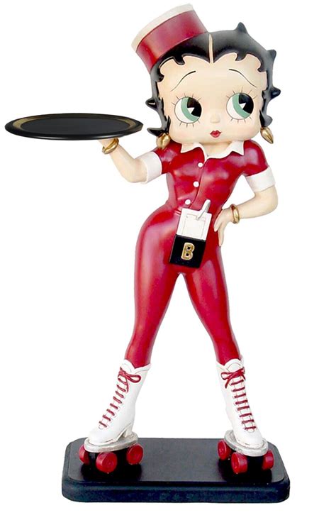 3ft Betty Boop Rollerskate Waitress With Tray Red Collectacle Figurine
