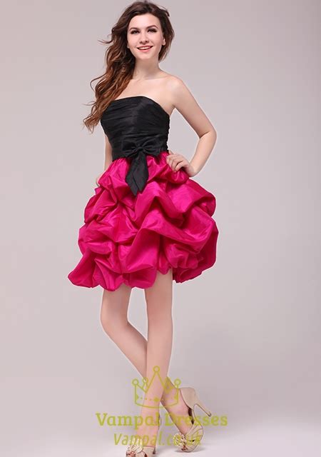 Hot Pink And Black Homecoming Cocktail Dressesblack Top Pink Bottom