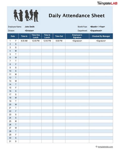 Attendance Form Printable Printable Forms Free Online