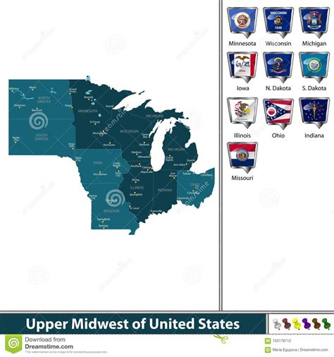 Upper Midwest Of United States Stock Vector Illustration Of Vector