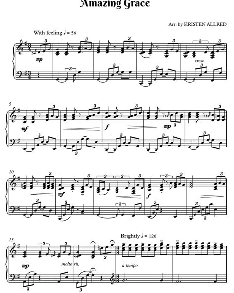 For easy piano, with note names. Amazing Grace - Piano Solo Sheet Music pdf