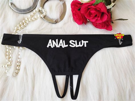 Anal Slut Thong Pantiesblack Sexy Thong Pantiesg Stringanal Etsy