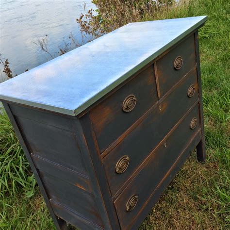 Graphite Dresser with Galvanized Metal Top | Galvanized metal, Galvanized, Recycled furniture