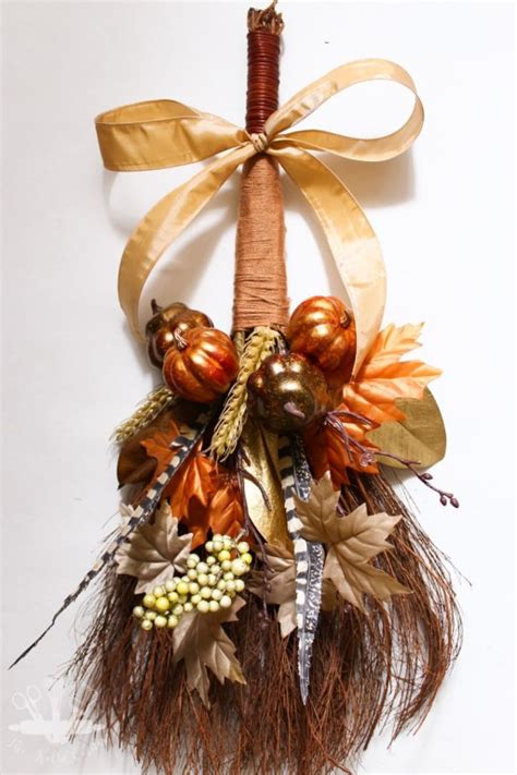 Rustic Fall Cinnamon Broom Wreath Thrift Store Upcycle Domestically