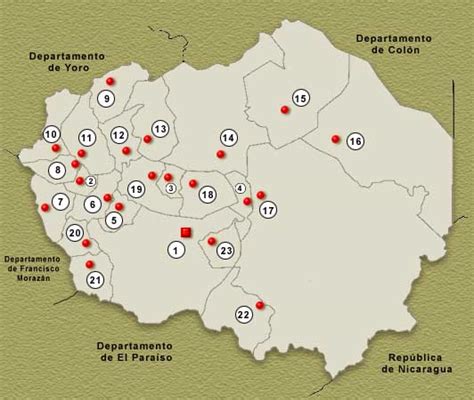 Mapa Departamento De Olancho Honduras