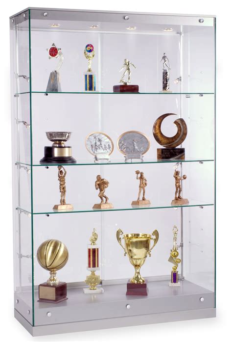 48 Trophy Display Case Wframeless Design Adjustable Shelves Sliding