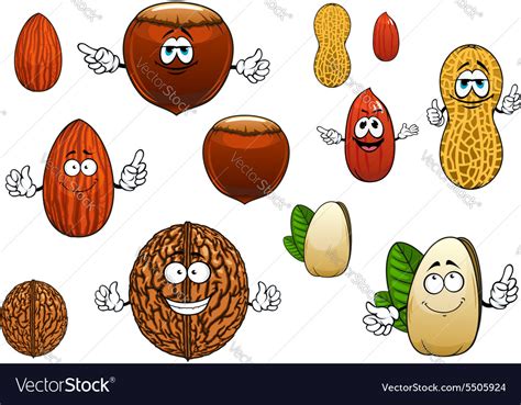 Cartoon Isolated Funny Nuts Characters Royalty Free Vector