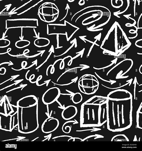 Seamless Drawing Black And White Icons Signs Symbols Pins Doodle