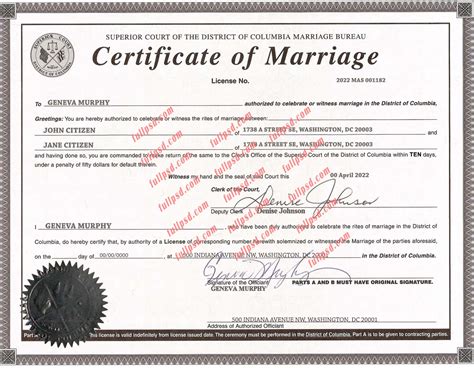 Usa Washington Dc Marriage Certificate Psd Photoshop Template Fullpsd