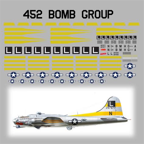 Decals B 17 452 Bomb Group 1200