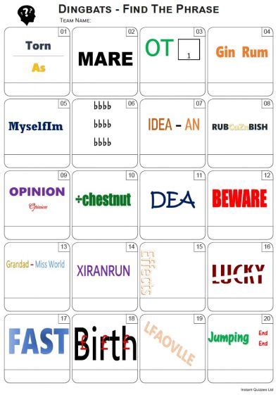 Some of the packs are insane word quiz. Dingbats Picture Quiz - PR2048