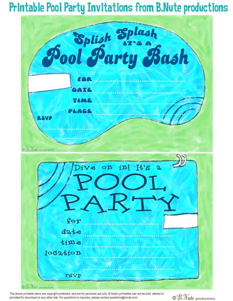Free Printable Invitations For Pool Party