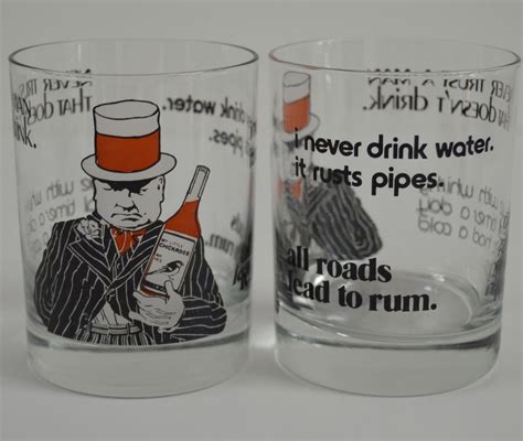 W C Fields All Roads Lead To Rum Rocks Glass Set Of 2 Glasses 14 Oz Comedian Drink Quotes