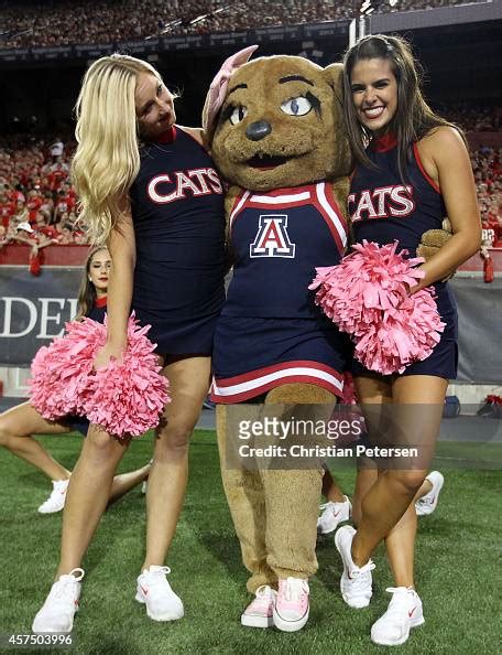 Arizona Wildcats Mascot Wilma Wildcat Performs During The College
