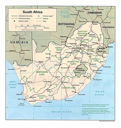 Detailed Political And Administrative Map Of South Africa With Roads
