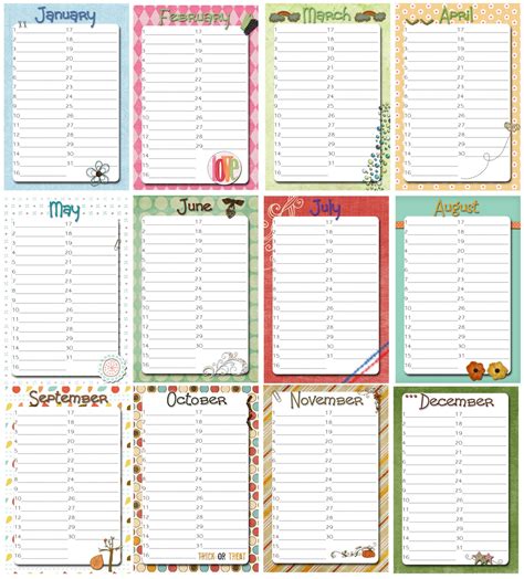 The 12 Month Birthday Calendar Template Get Your Calendar Printable 8
