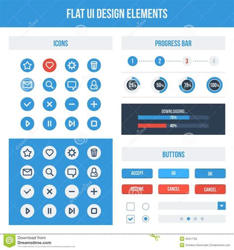 Download Flat UI design elements stock vector. Illustration of dark ...