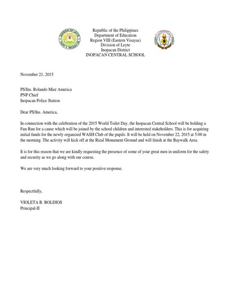 Letter Request Police Assistance Solicitation Letter Fun Run
