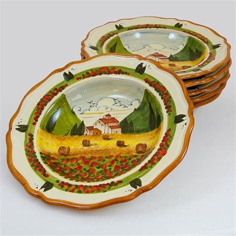 Ceramic Pasta Bowl Decorated With The Tuscan Landscape Pattern