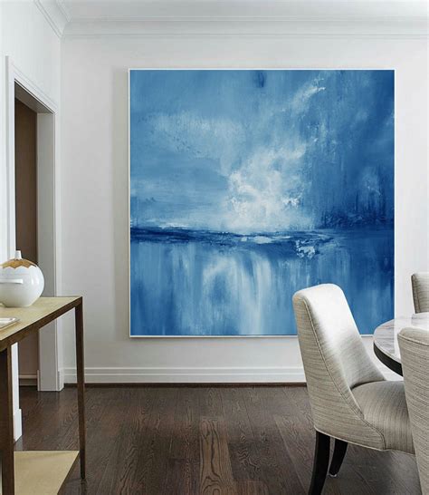 Large Wall Art Light Blue Sky Oil Paintinglarge Original Sea Level