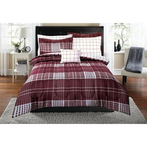 Mainstays Multi Plaid 7 Piece Bed In A Bag Bedding Comforter Set Full