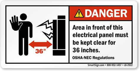 Our electrical panel boards are designed to be user friendly with design labels and notices. Area in Front of Electrical Panel Clear For 36 Inches ...
