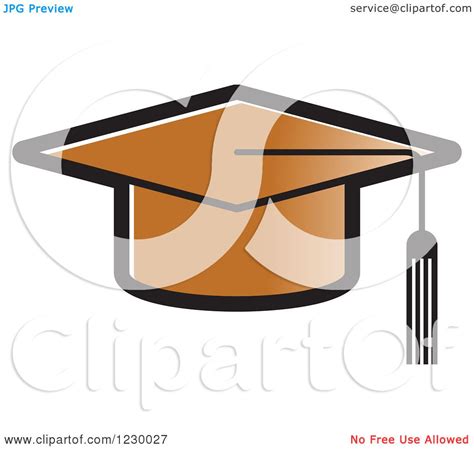 Clipart Of A Brown Mortar Board Graduation Cap Icon Royalty Free