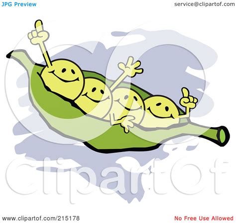 Royalty Free Rf Clipart Illustration Of Four Waving Peas In A Pod By