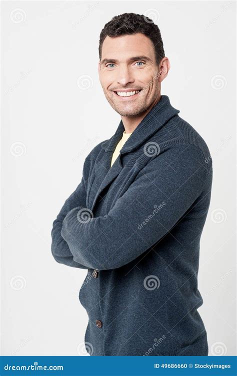 Cheerful Man With Folded Arms Stock Photo Image Of Male Pose 49686660