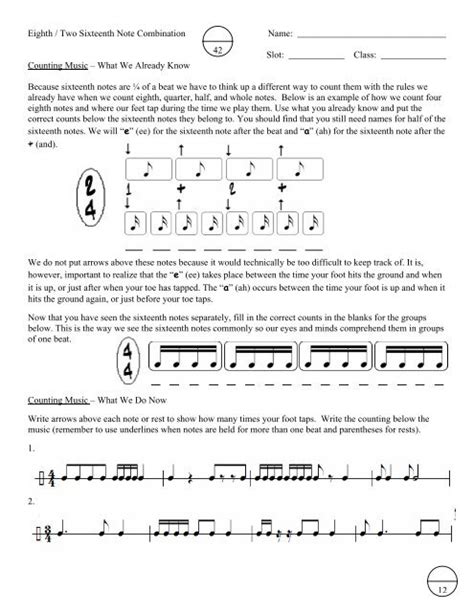 Eighth Two Sixteenth Note Combination Slp Bands