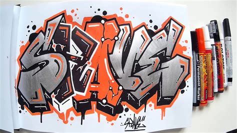 Graffiti Blackbook Piece Speedart Shave Orange Chrome Blackbook Piece