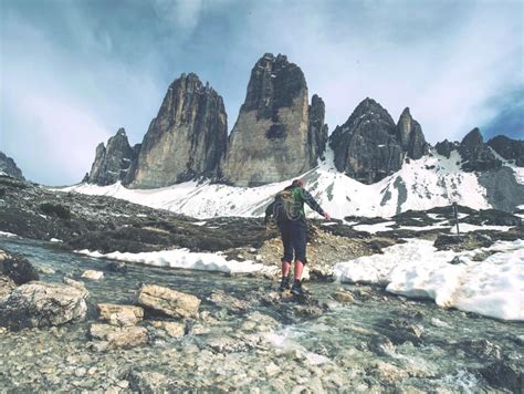 Popular Tre Cime Di Lavaredo Tour Around Sharp Peaks Massif Stock Image