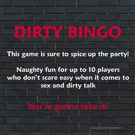 Dirty Bingo Adult Party Game Naughty Bachelorette Shower Fun For