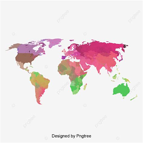 Color World Map Vector Material World Map Color Map Png Transparent