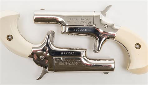 Colt 22 Caliber Single Shot Derringers Nickel Plated With Imitation