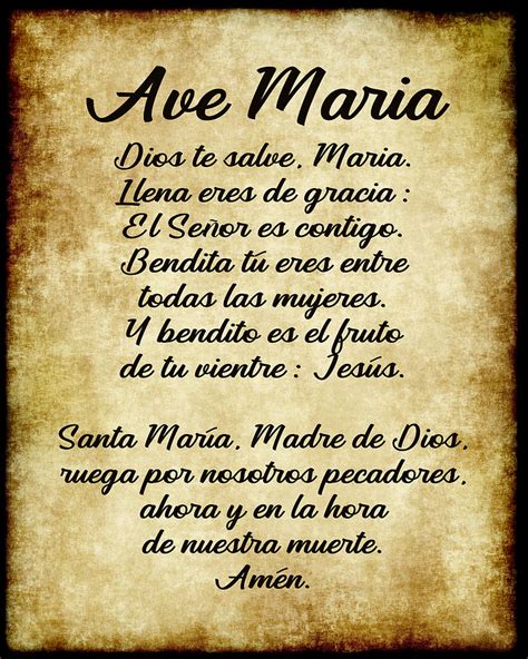 Ave Maria Hail Mary In Spanish Digital Art By Ginny Gaura Pixels Merch