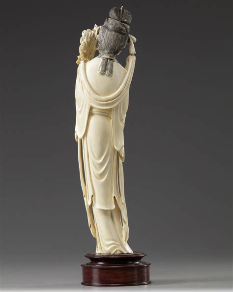 A Chinese Carved Ivory Figure Of A Female Immortal Oaa