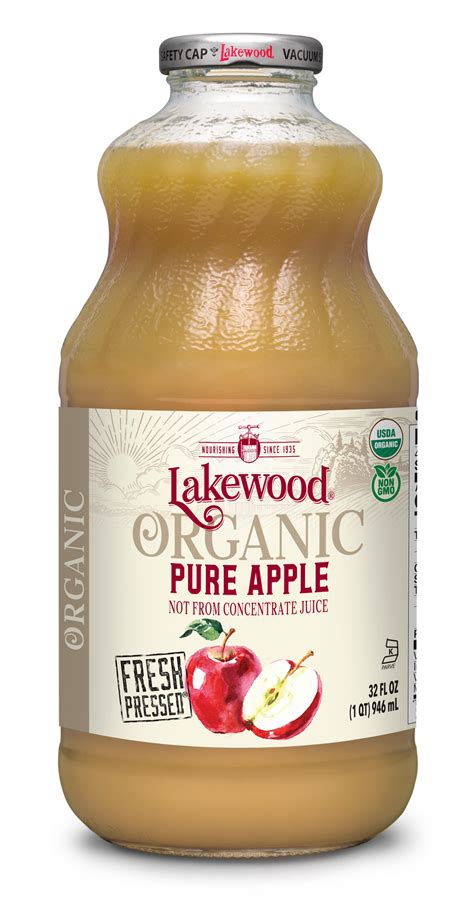 Organic Pure Apple 32oz 6 Pack Lakewood Organic Juice