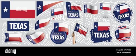 Vector Set Of Flags Of The American State Of Texas In Different Designs