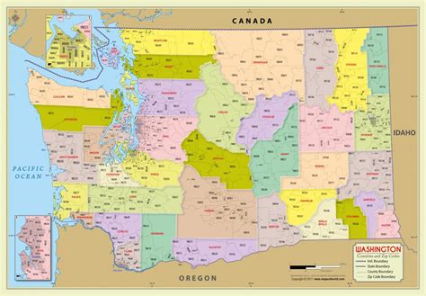 Buy Washington Zip Code Map With Counties