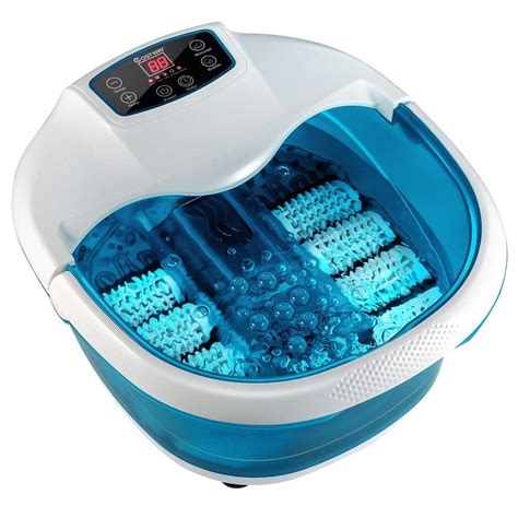 Costway Foot Spa Bath Tub With Heat Bubbles And Electric Massage Rollers In Blue Ep24835bl