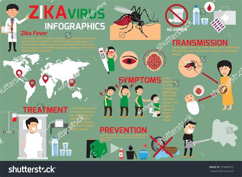 Zika Virus Infographic Elements Transmission Prevention Symptoms And Treatment Of Zika Fever