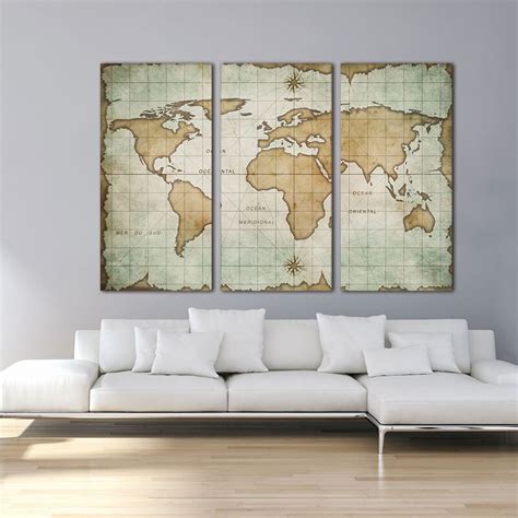 Dublin map print map vintage old maps antique map poster map decor home decor wall map ireland decor old prints city print 12x16 print. 3 Panels Vintage World Map Canvas Painting wall art Oil ...